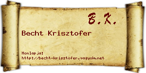 Becht Krisztofer névjegykártya